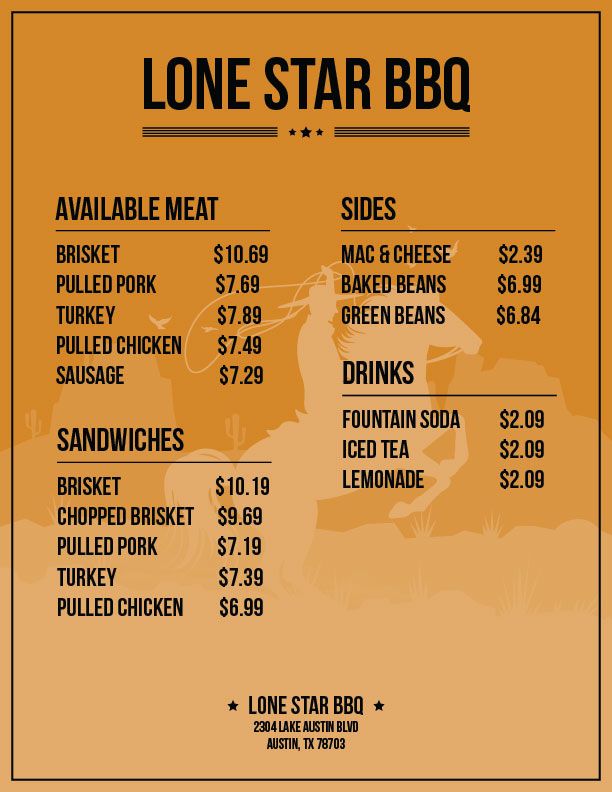 BBQ Menu Design